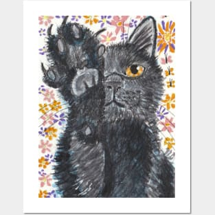 Cute black cat Posters and Art